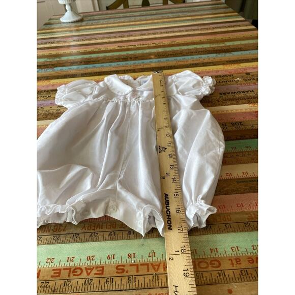 Vintage Glynne Percy 9 Month Bubble Romper Embroidered Bunny Tulip Easter Baby - Picture 11 of 13